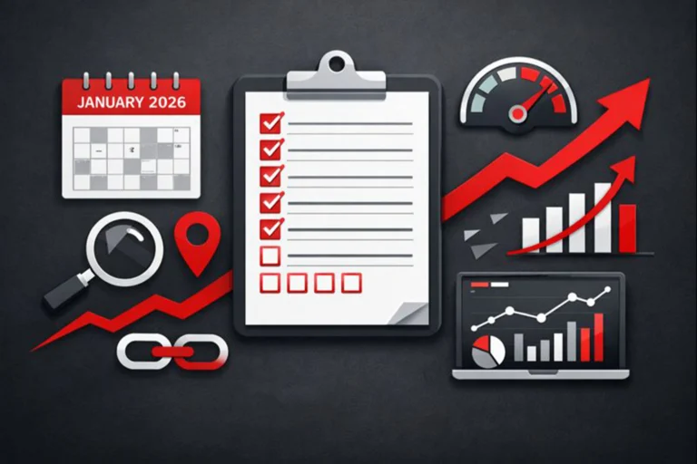 Digital marketing quick wins checklist showing 10 tactics to start 2026 strong